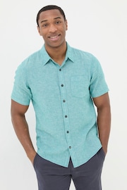 FatFace Bugle Teal Green Linen Cotton Shirt - Image 1 of 5