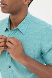 FatFace Bugle Teal Green Linen Cotton Shirt - Image 3 of 5