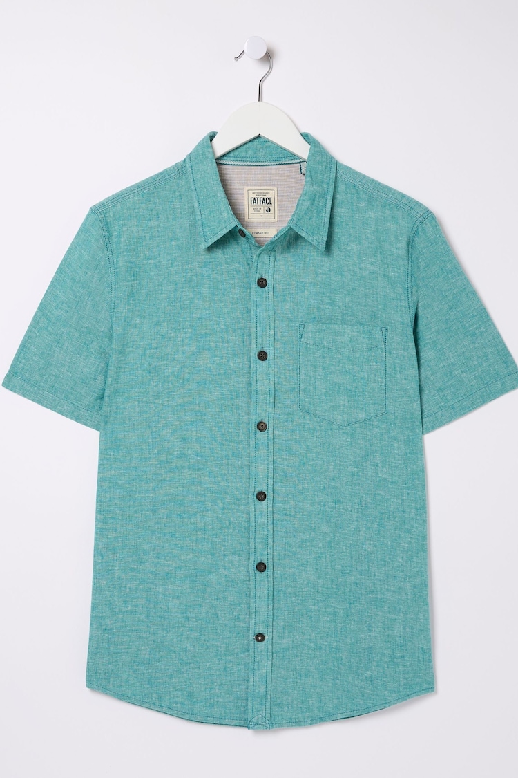 FatFace Bugle Teal Green Linen Cotton Shirt - Image 5 of 5