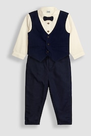 JoJo Maman Bébé Navy Houndstooth Waistcoat Shirt and Trousers Set - Image 1 of 9