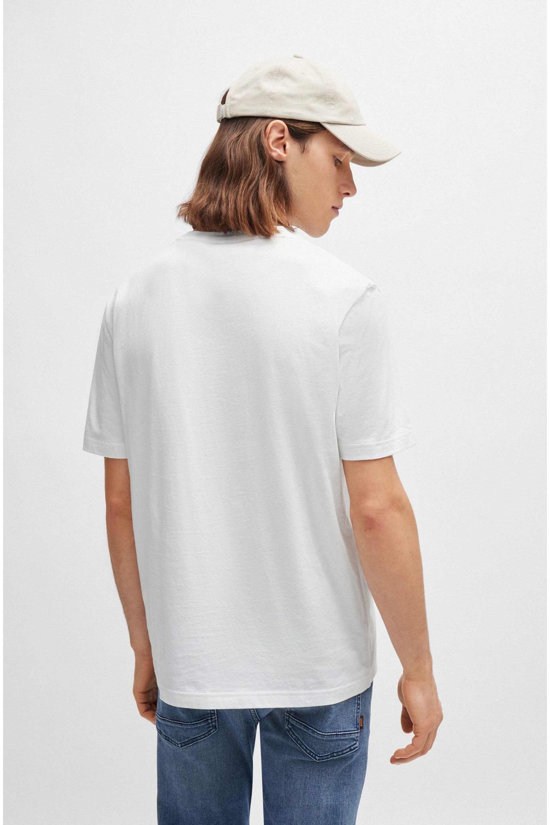 BOSS White Cotton-Jersey Regular-Fit T-Shirt With Seasonal Print - Image 2 of 5