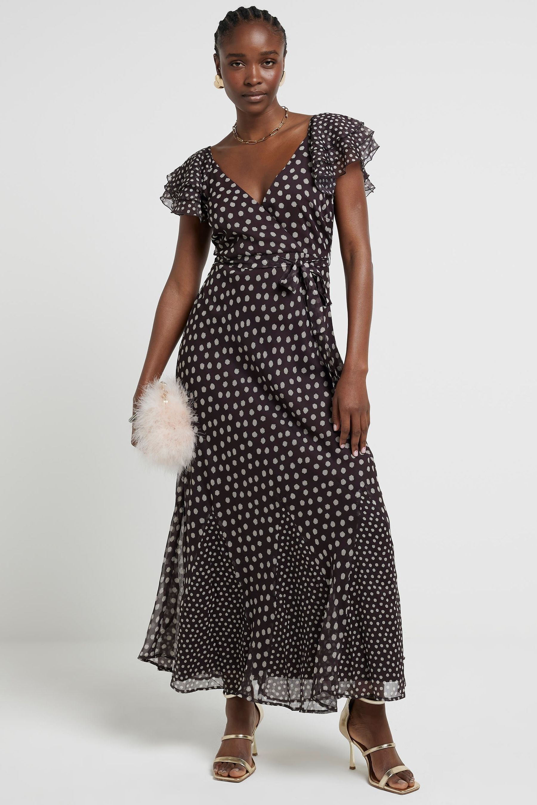 Buy River Island Brown Polka Dot Maxi Dress from the Next UK online shop