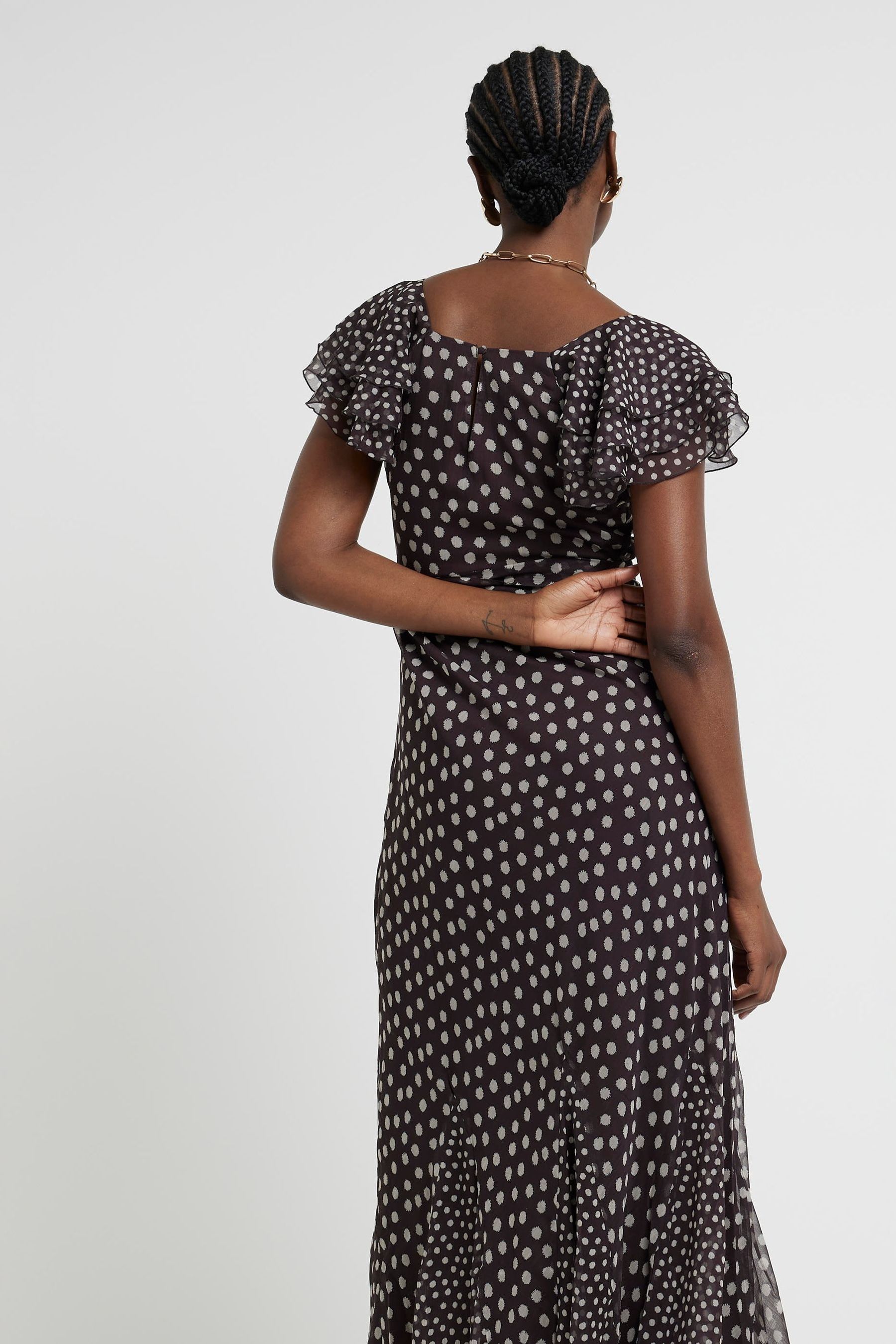 Brown polka dot skirt river island online