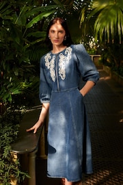 Monsoon Blue Kaia Cornelli Dress - Image 1 of 6