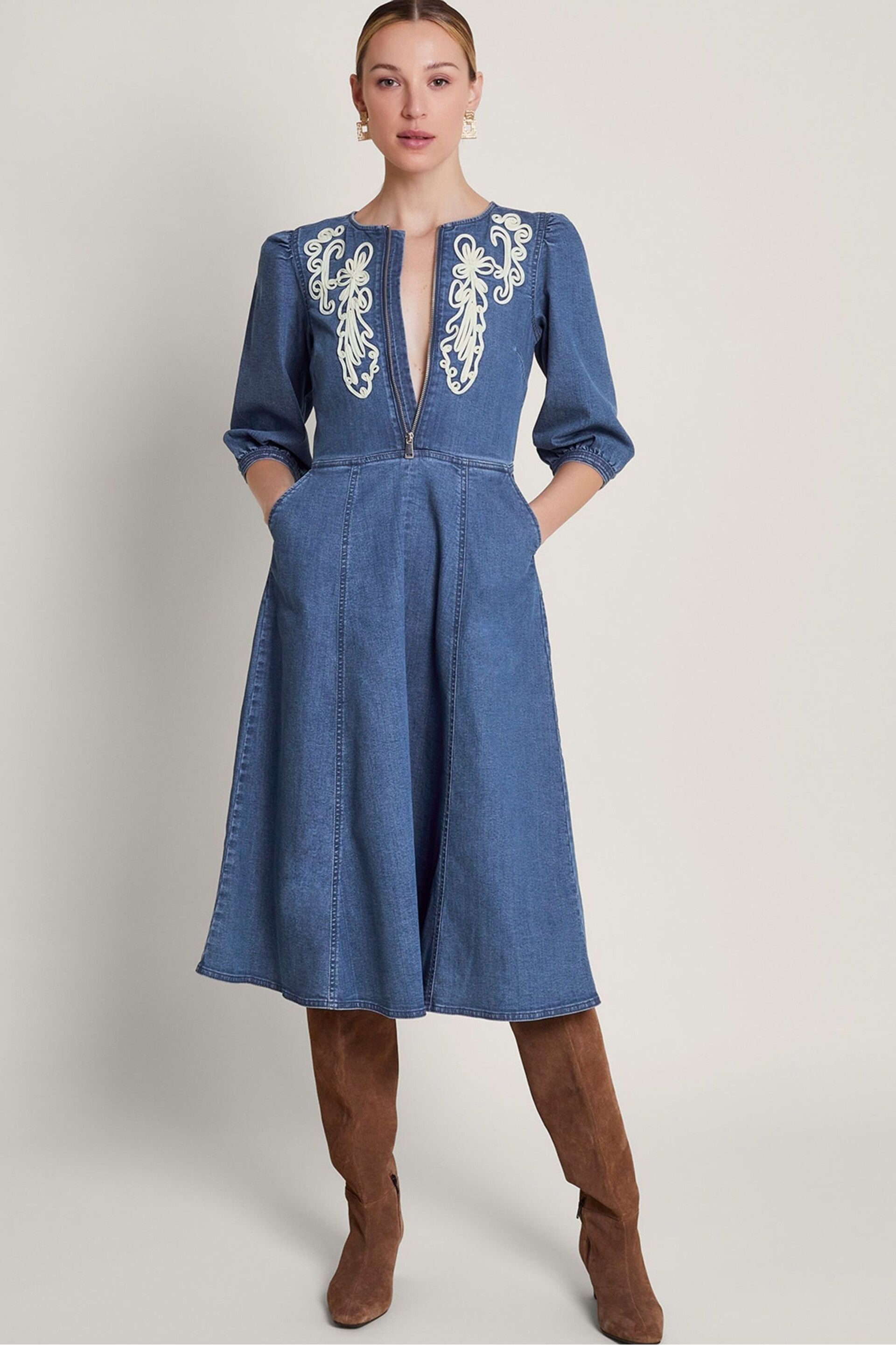 Monsoon Blue Kaia Cornelli Dress - Image 2 of 6