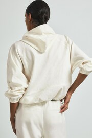 Reiss White Victoria Linen Blend Hooded Sports Jacket - Image 4 of 6