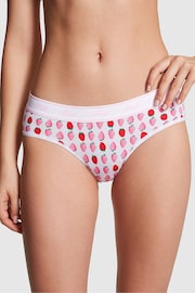 Victoria's Secret PINK Optic White Strawberry Print Cotton Logo Hipster Knickers - Image 1 of 3