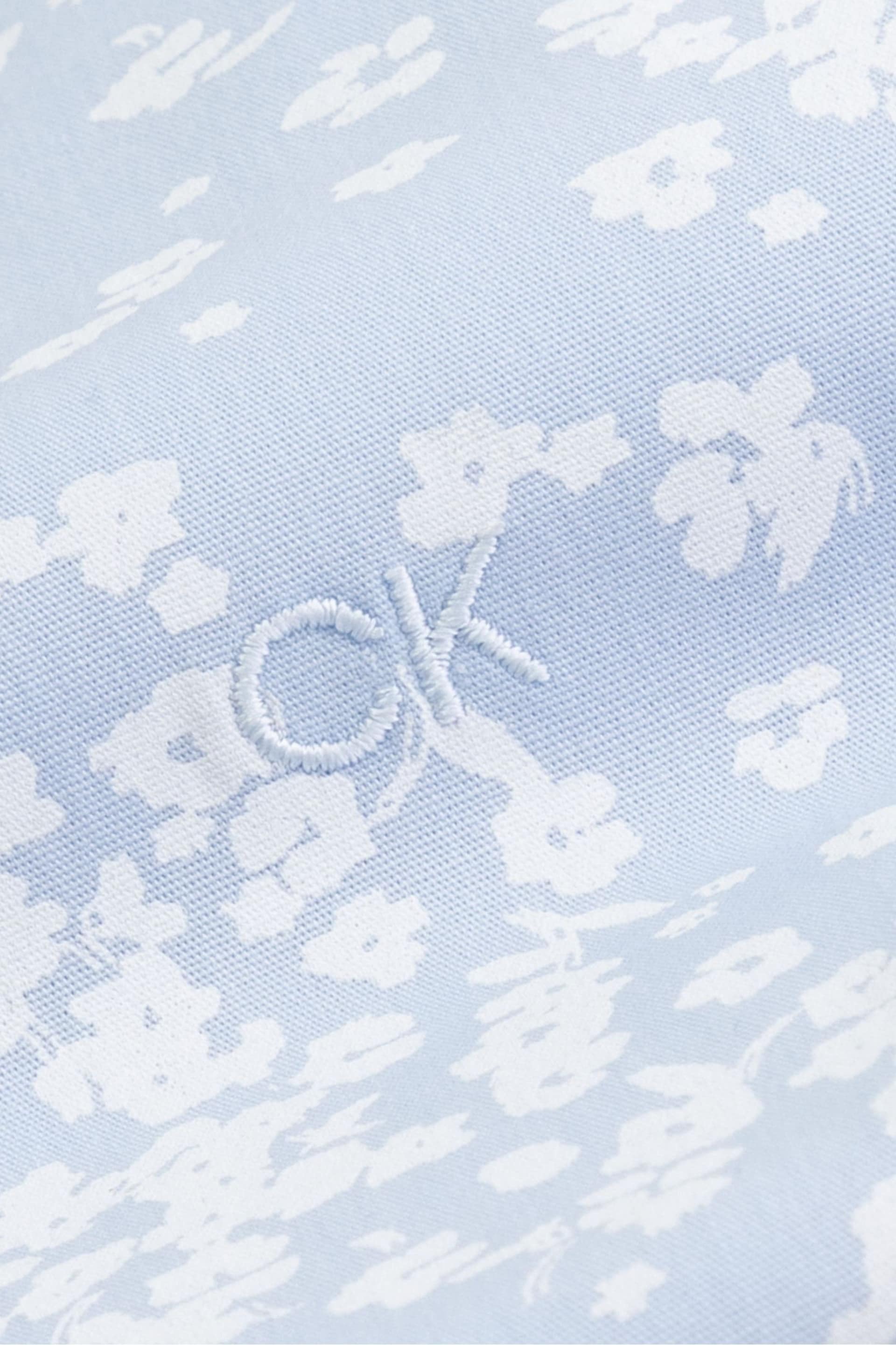 Calvin Klein Blue Slim Poplin Floral Print Shirt - Image 1 of 3