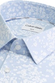 Calvin Klein Blue Slim Poplin Floral Print Shirt - Image 2 of 3