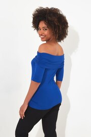 Joe Browns Blue Slim Fit Fold Over Bardot Jersey Top - Image 3 of 4