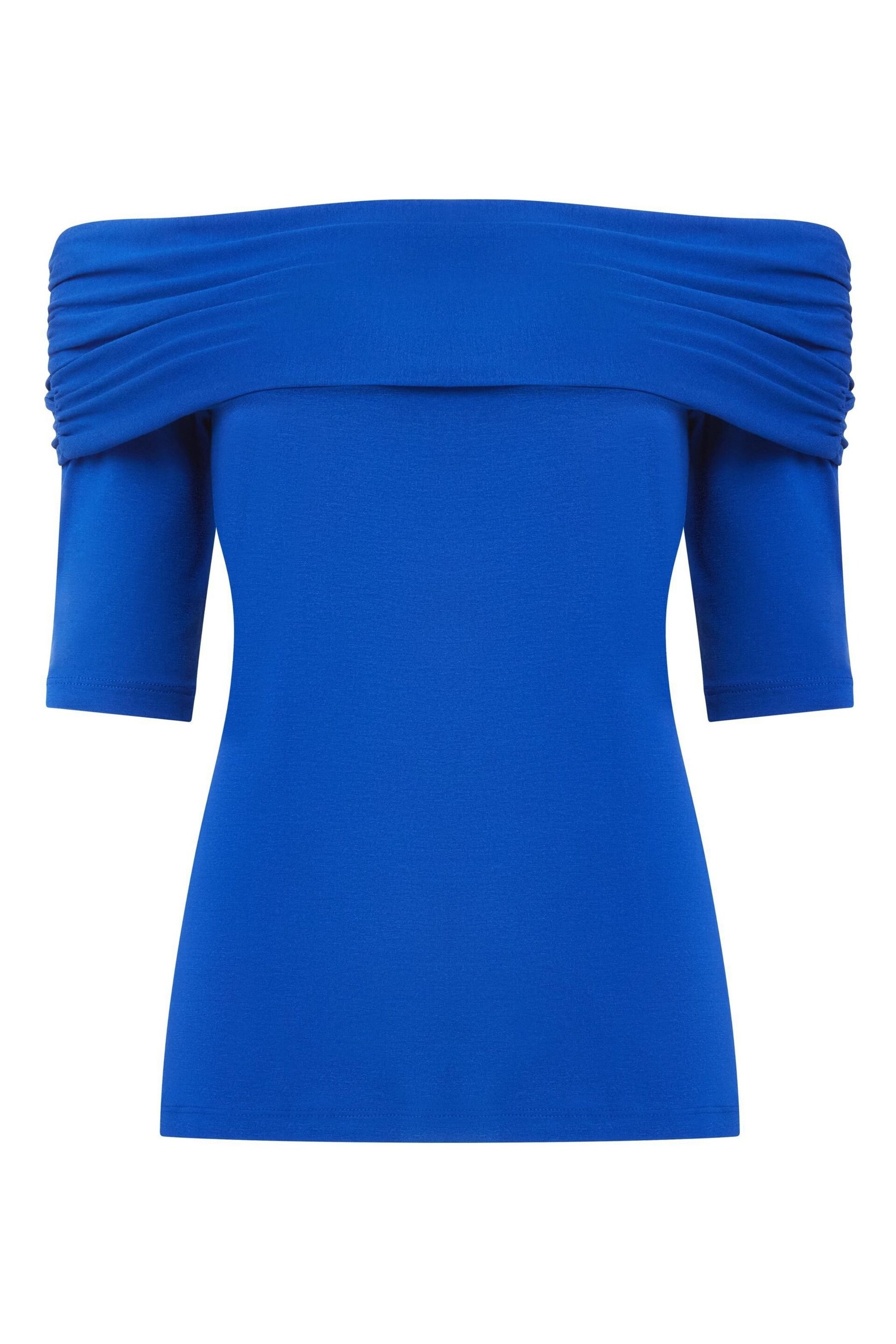 Joe Browns Blue Slim Fit Fold Over Bardot Jersey Top - Image 4 of 4