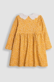 JoJo Maman Bébé Mustard Ditsy Floral Broderie Collar Dress - Image 2 of 3