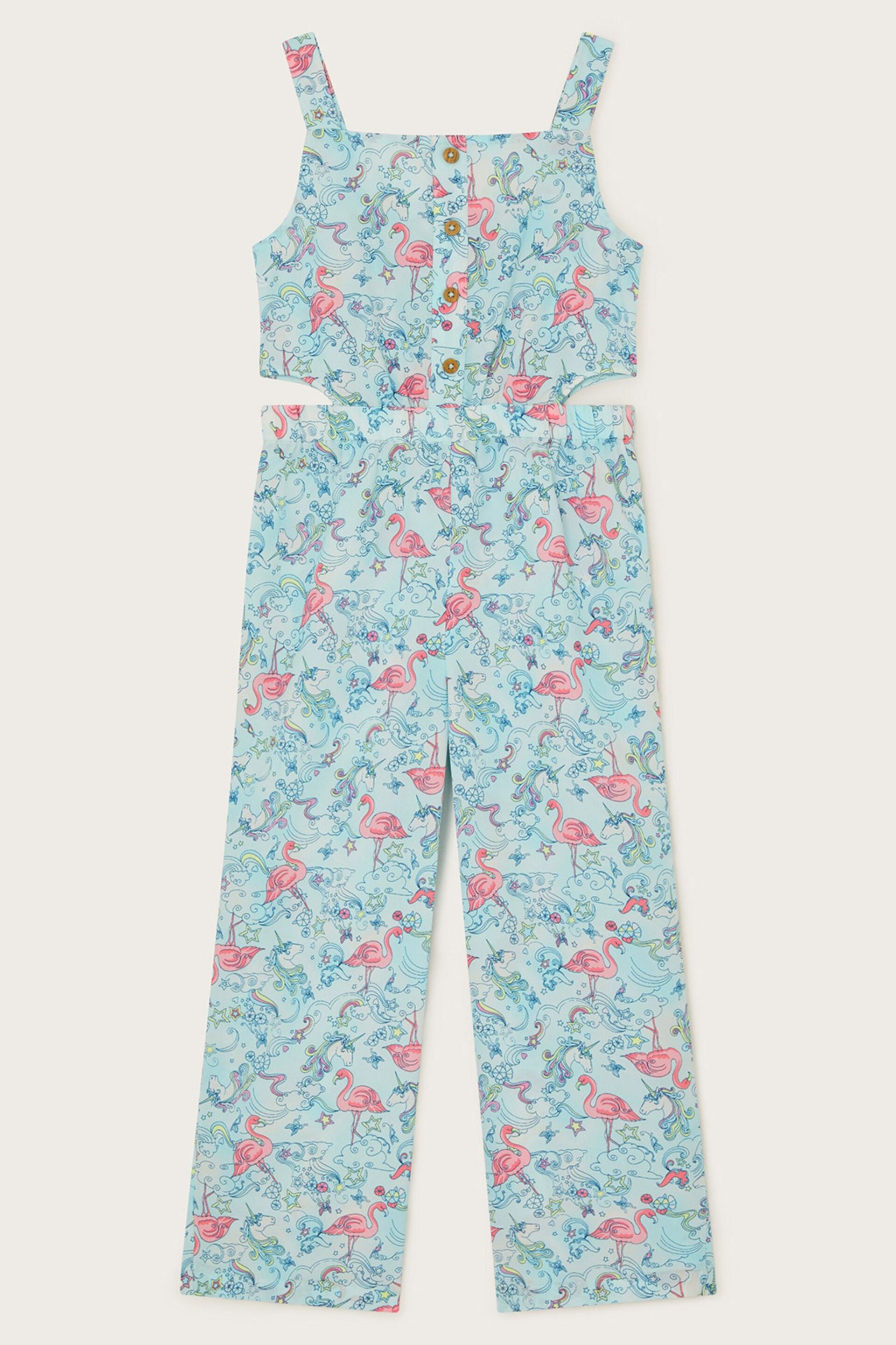 Monsoon Blue Flamingo Unicorn Cut-Out Jumpsuit - Image 1 of 3