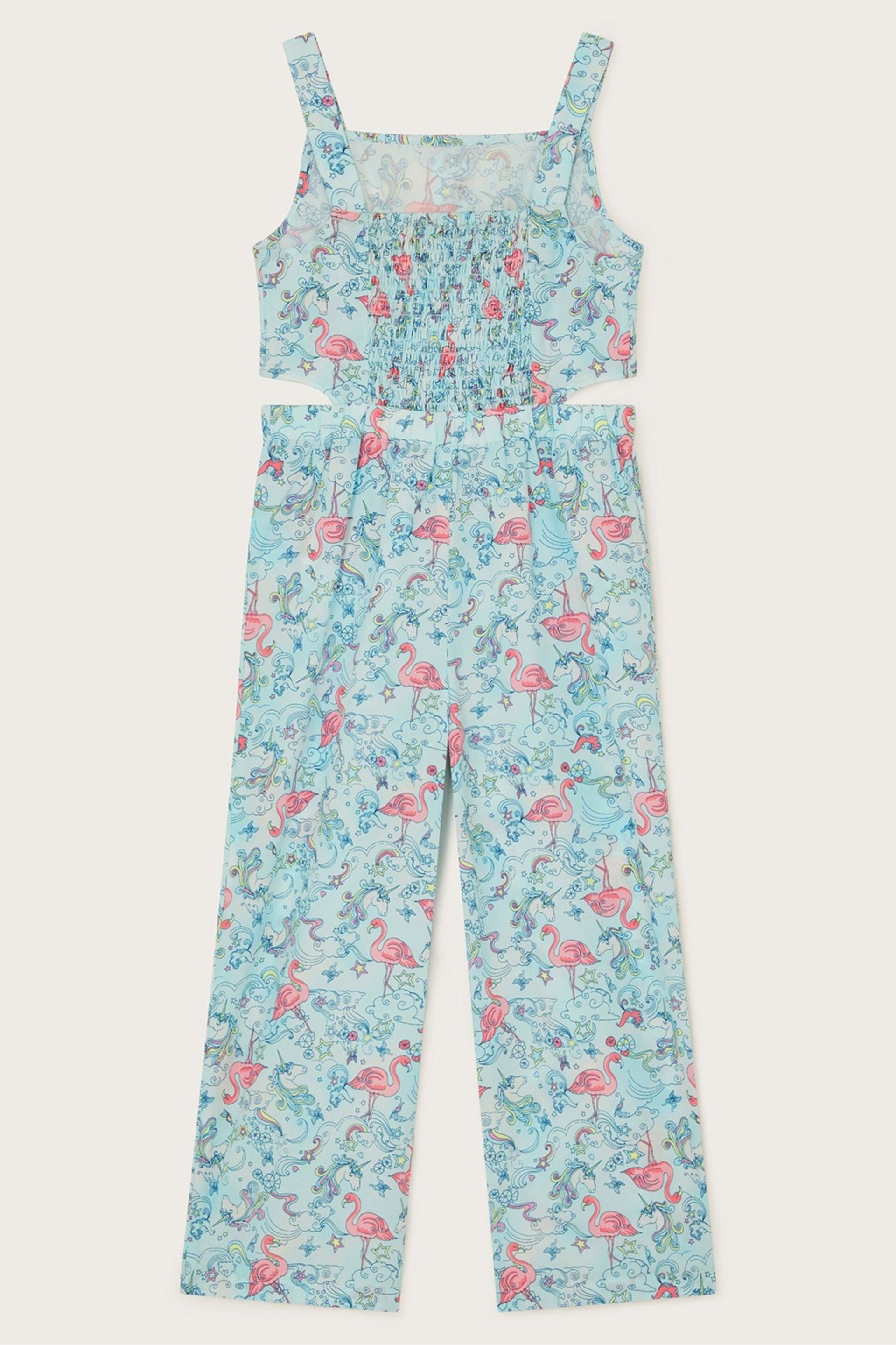 Monsoon Blue Flamingo Unicorn Cut-Out Jumpsuit - Image 2 of 3