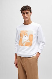 BOSS White Cotton-Terry Relaxed-Fit Sweatshirt With Seasonal Artwork - Image 1 of 5