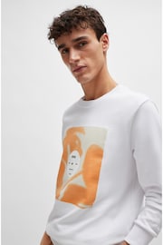 BOSS White Cotton-Terry Relaxed-Fit Sweatshirt With Seasonal Artwork - Image 3 of 5