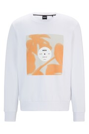 BOSS White Cotton-Terry Relaxed-Fit Sweatshirt With Seasonal Artwork - Image 5 of 5
