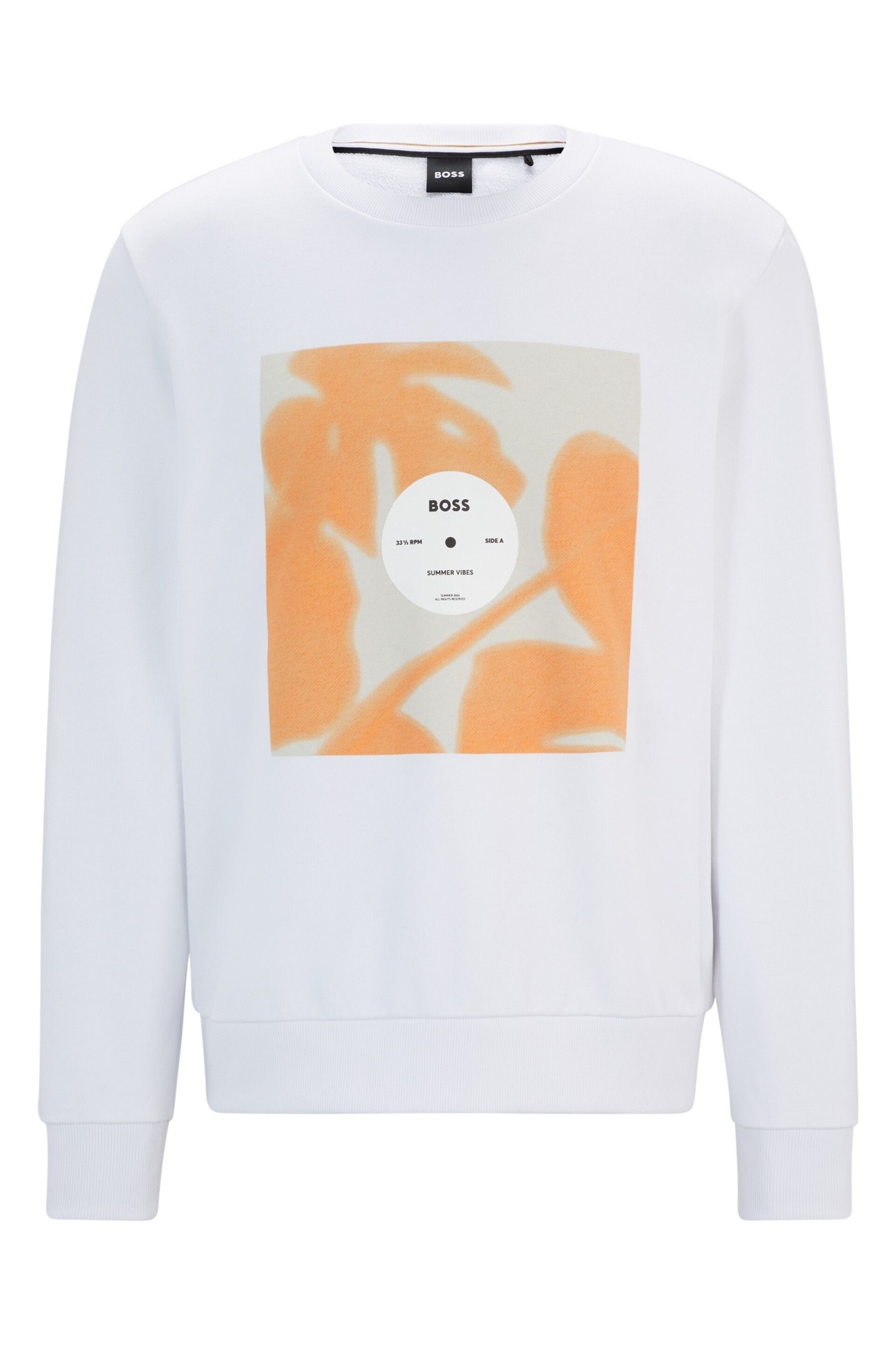 BOSS White Cotton-Terry Relaxed-Fit Sweatshirt With Seasonal Artwork - Image 5 of 5