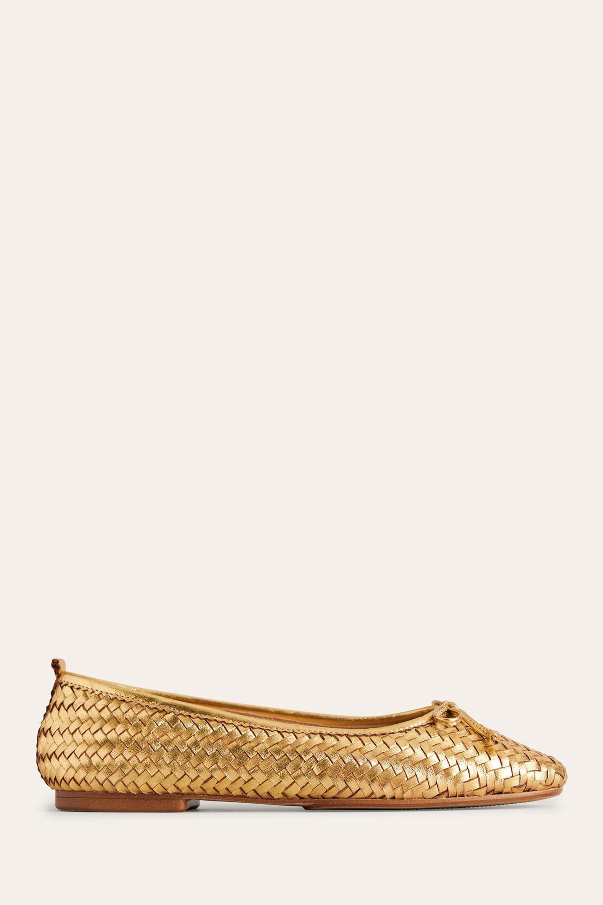 Boden Gold Kitty Flexi Sole Ballet Pumps - Image 2 of 4