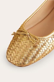 Boden Gold Kitty Flexi Sole Ballet Pumps - Image 4 of 4