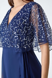 Roman Blue Sequin Embellished Maxi Wrap Dress - Image 5 of 5