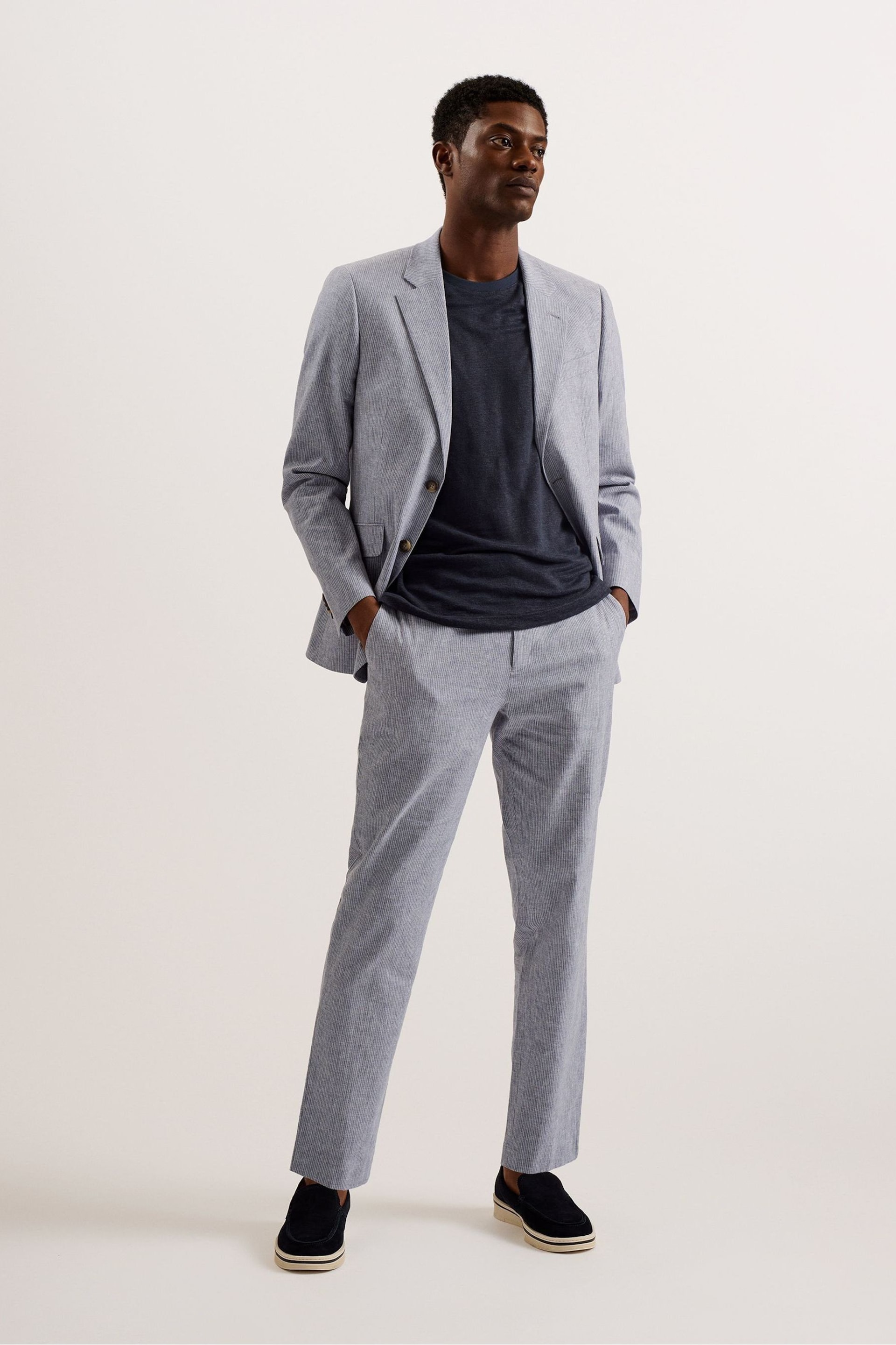 Ted Baker Grey Frank Slim Pinstripe Blazer - Image 1 of 6