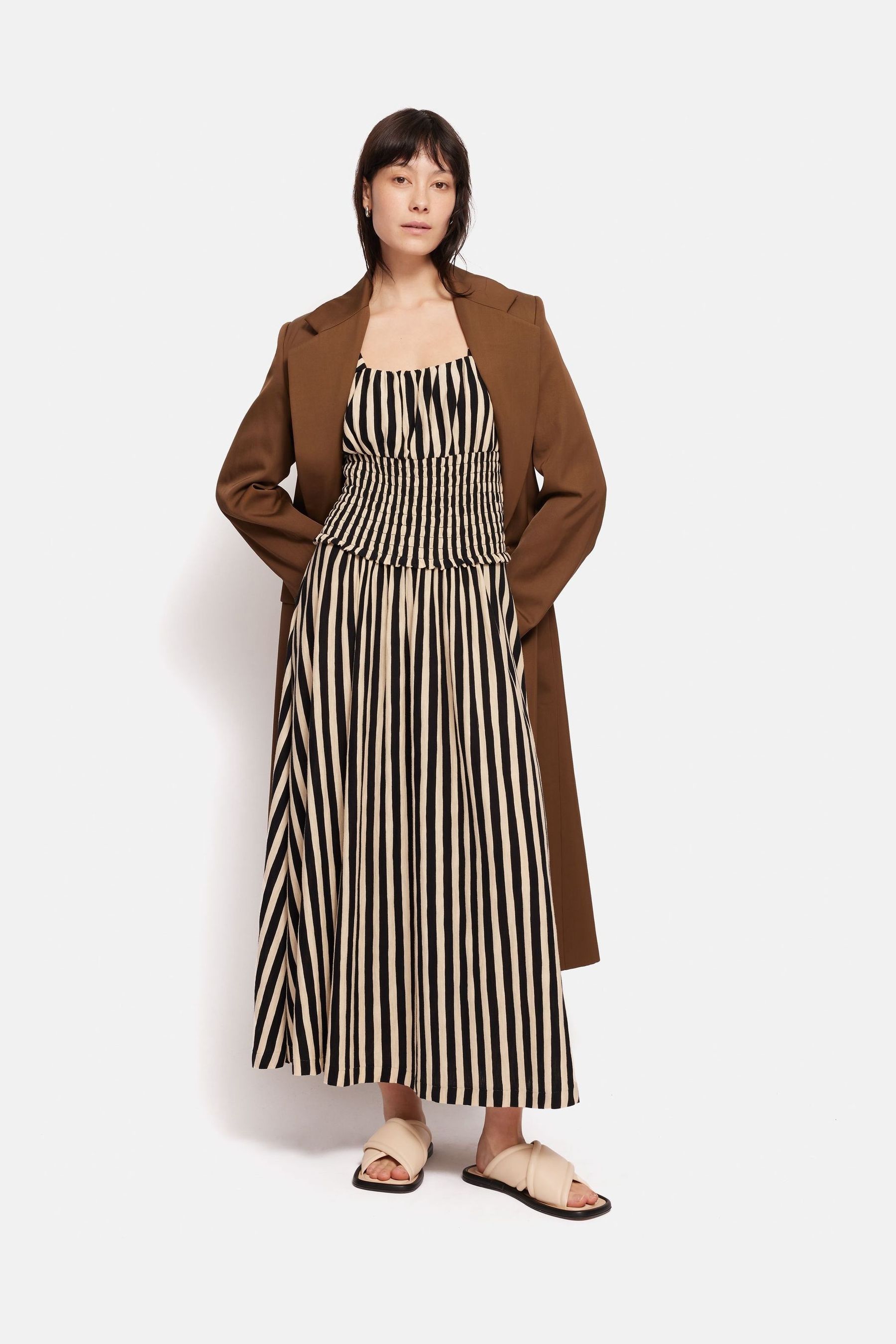Jigsaw Black 100 Cotton Stripe Jersey Dress