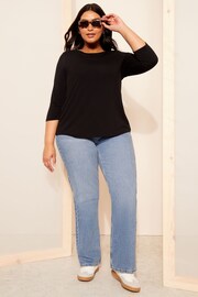 Curves Like These Black Boat Neck T-Shirt - Image 3 of 4