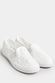 Yours Curve White Broderie Anglaise Slip-On Trainers In Wide E Fit - Image 2 of 5