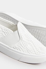 Yours Curve White Broderie Anglaise Slip-On Trainers In Wide E Fit - Image 3 of 5