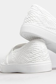 Yours Curve White Broderie Anglaise Slip-On Trainers In Wide E Fit - Image 4 of 5