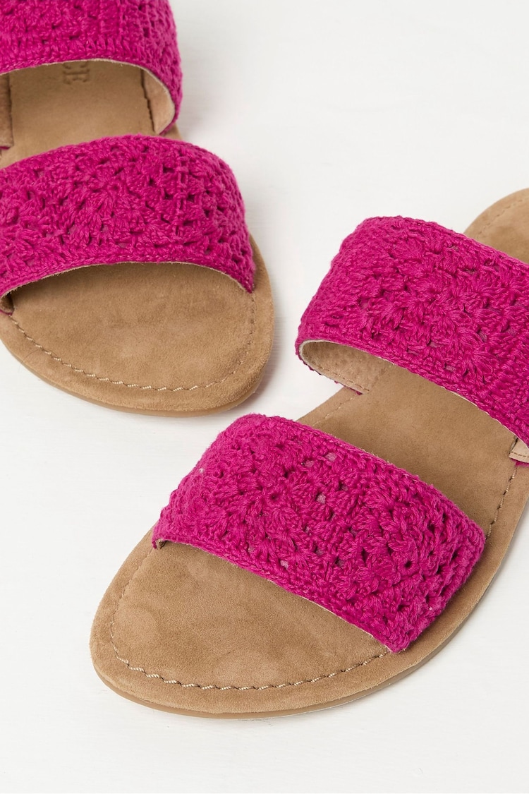 FatFace Penelope Pink Crochet Sliders - Image 3 of 3