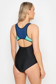 Long Tall Sally Black LTS Tall Black & Blue Active Contrast Swimsuit - Image 2 of 6
