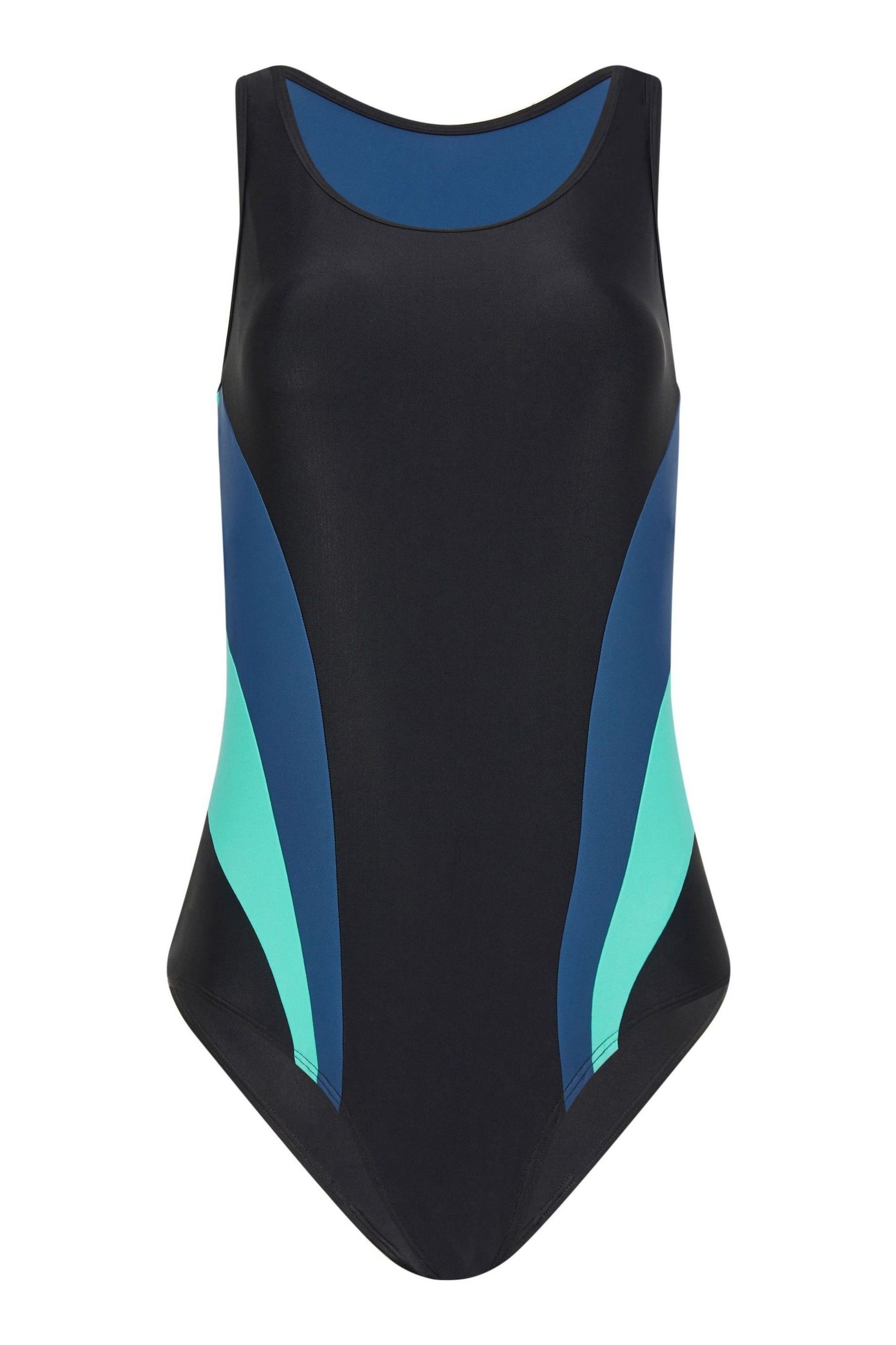 Long Tall Sally Black LTS Tall Black & Blue Active Contrast Swimsuit - Image 5 of 6