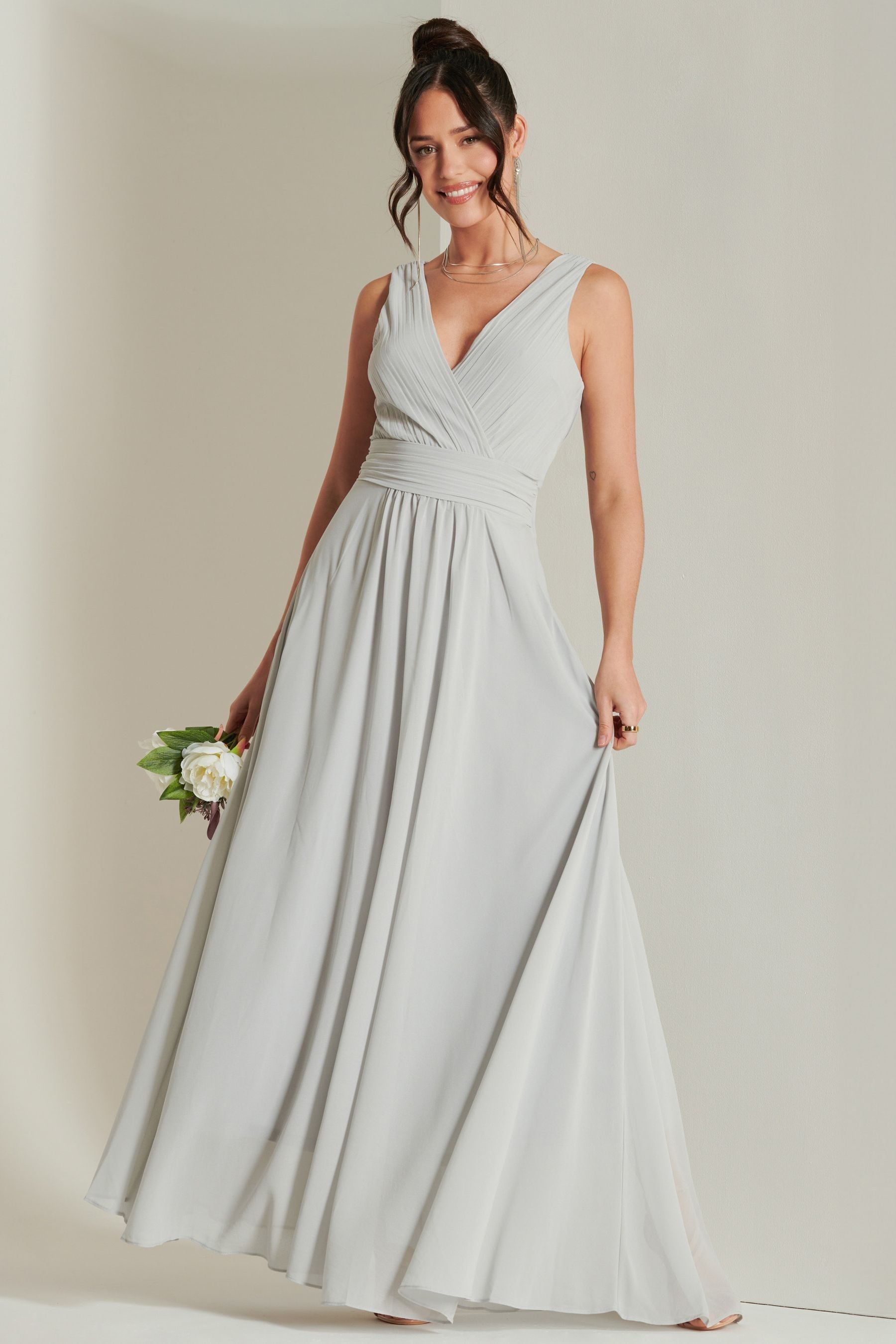 Grey chiffon maxi dress shop