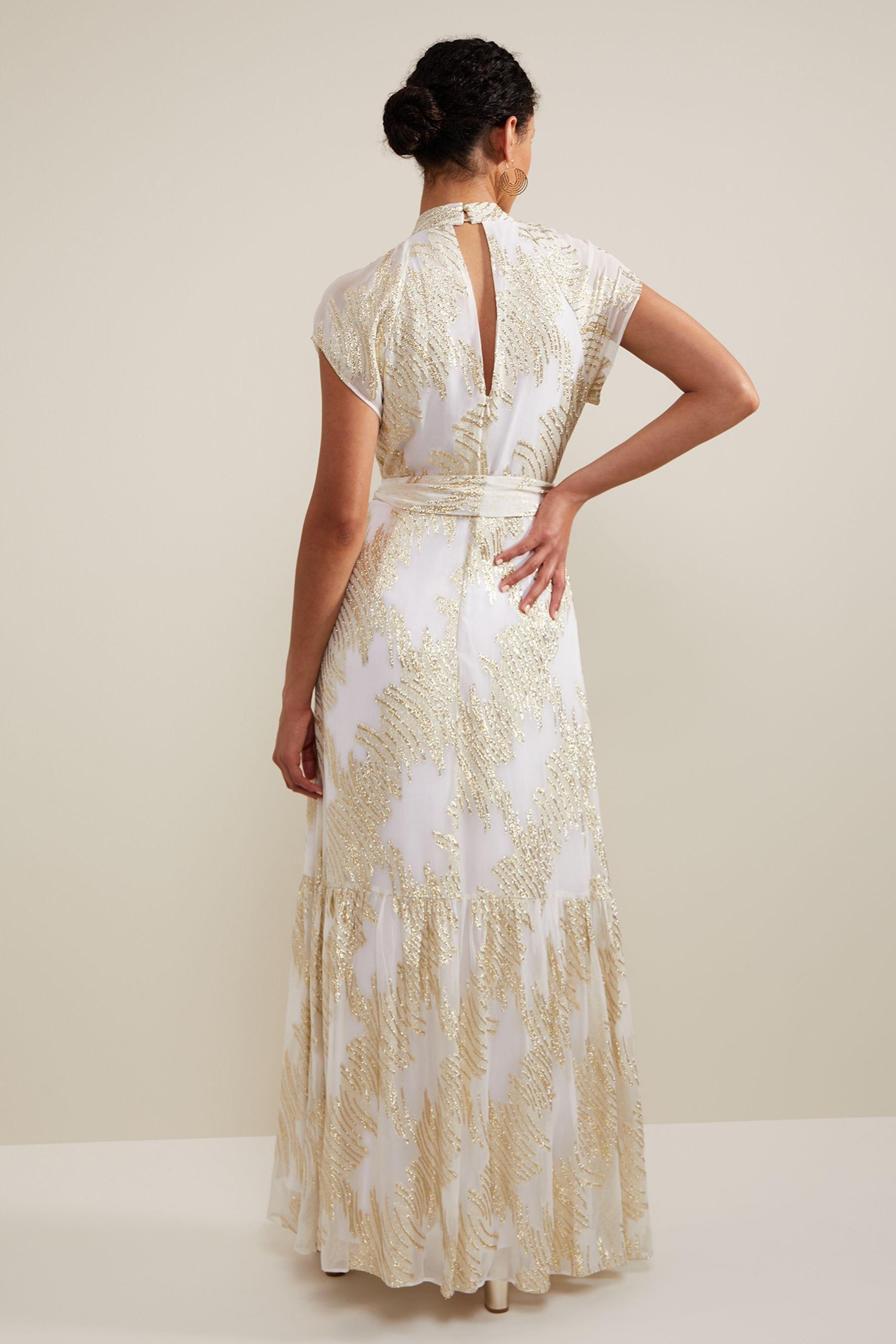 Buy Phase Eight White Silver Kerena Shimmer Maxi Dress from the Next UK online shop