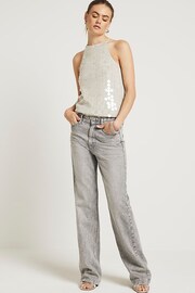 River Island Silver Sequin Halter Neck Top - Image 2 of 6