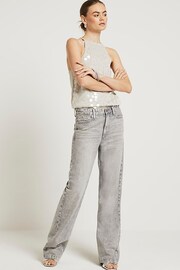 River Island Silver Sequin Halter Neck Top - Image 4 of 6