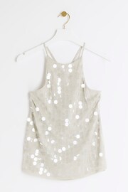 River Island Silver Sequin Halter Neck Top - Image 5 of 6