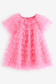 Bright Pink Sparkle Ruffle Mesh Dress (3mths-8yrs) - Image 6 of 9