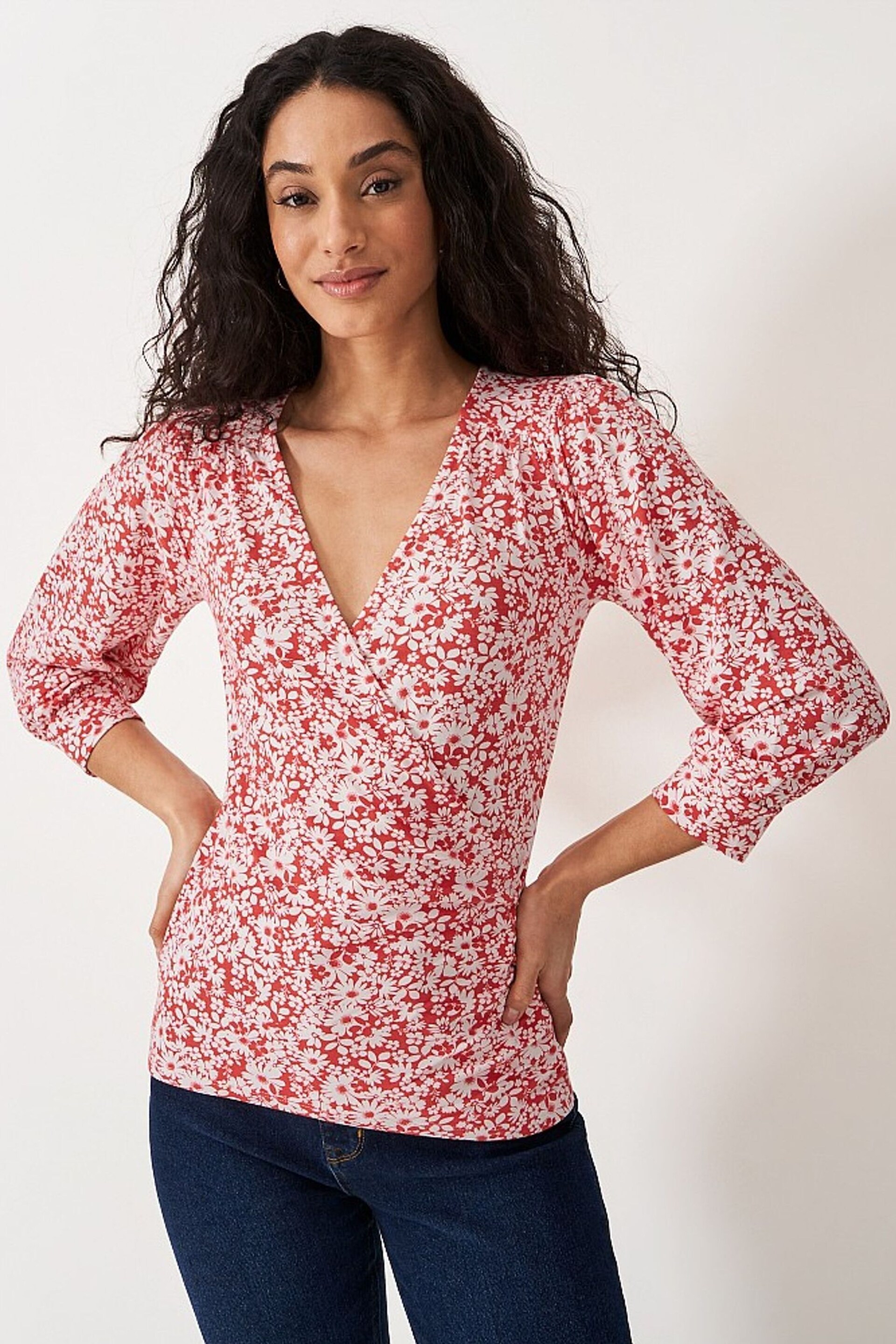 Crew Clothing Company Red Plain Viscose Casual Blouse - Image 1 of 4