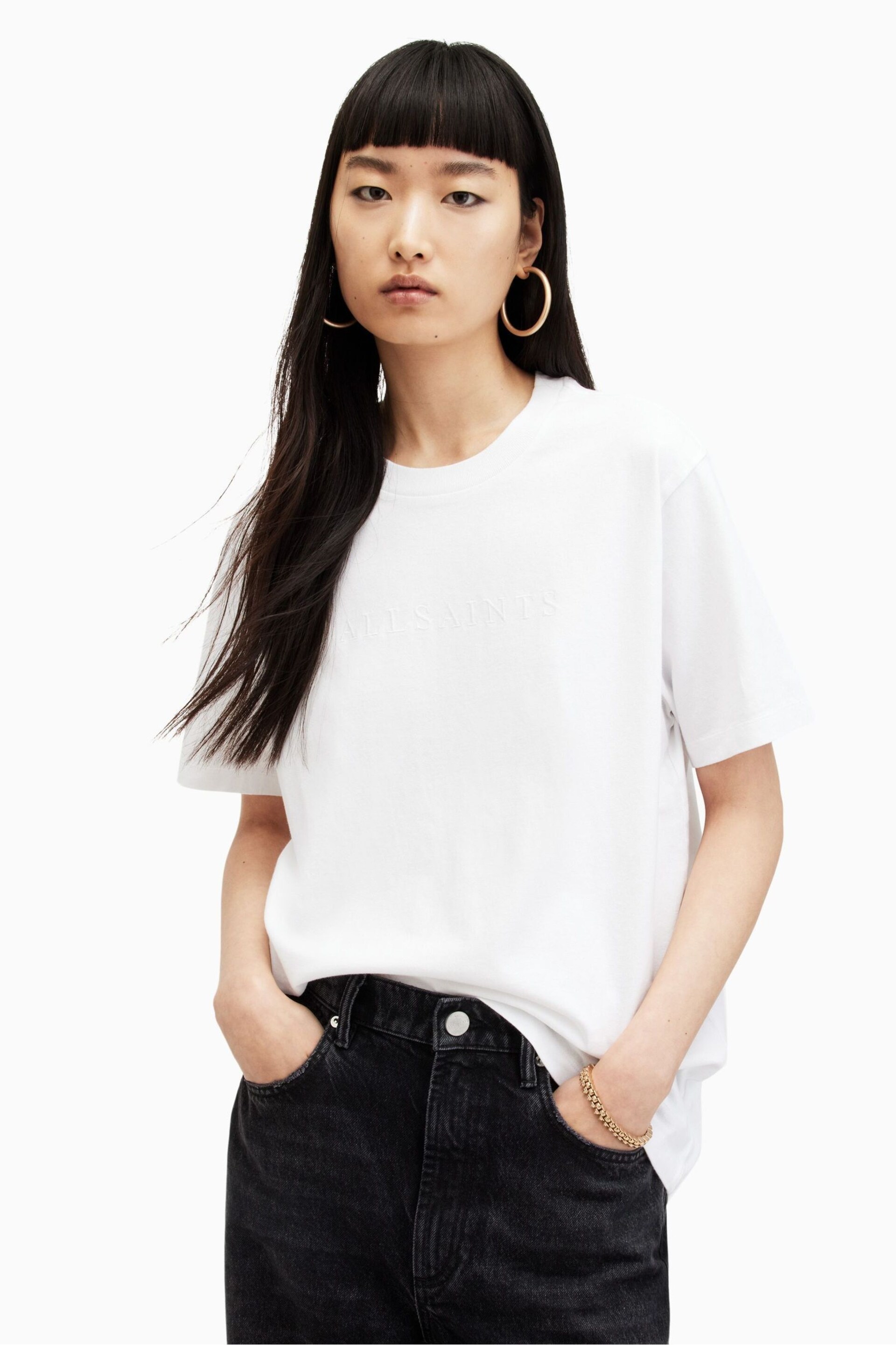 AllSaints White BF  Pippa T-Shirt - Image 1 of 6