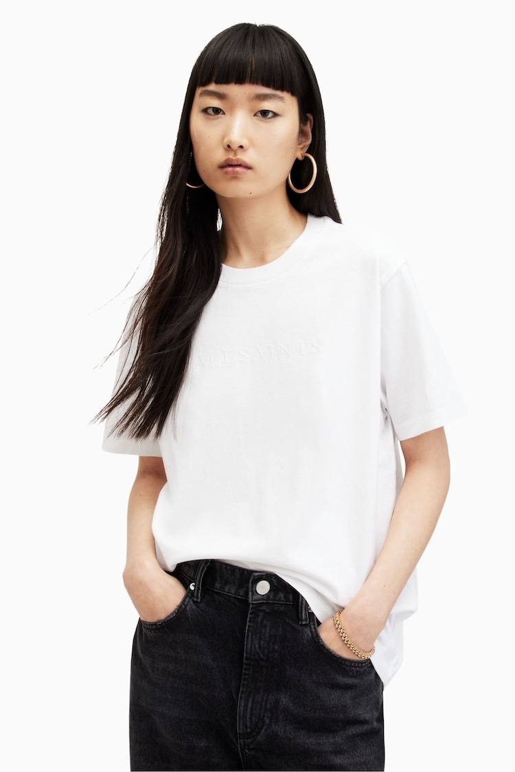 AllSaints White 100% Cotton Pippa T-Shirt - Image 1 of 6