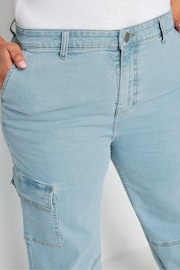 Yours Curve Blue Limited Collection Wide Leg Cargo Jeans - Image 4 of 4