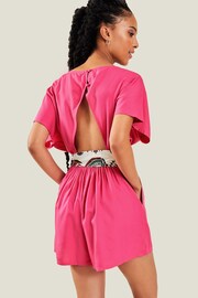 Accessorize Pink Open Back Tie Waist Playsuit - Image 3 of 4