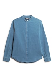 Superdry Blue Merchant Grandad Shirt - Image 4 of 6