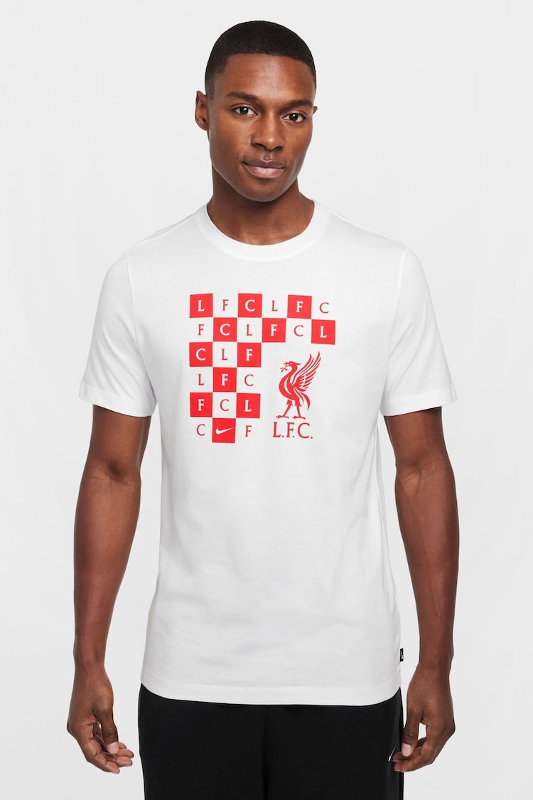 Nike White Liverpool FC Checkered T-Shirt - Image 1 of 7