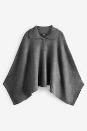 Charcoal Grey Collared Poncho - Image 1 of 3