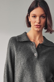 Charcoal Grey Collared Poncho - Image 4 of 7