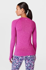 Sweaty Betty Magenta Camelia Pink Marl Athlete Seamless Workout Long Sleeve Top - Image 2 of 7